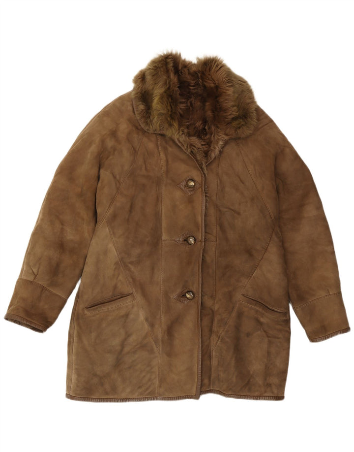 Cappotto in shearling da donna Carla Buti UK 12 Shearling marrone medio