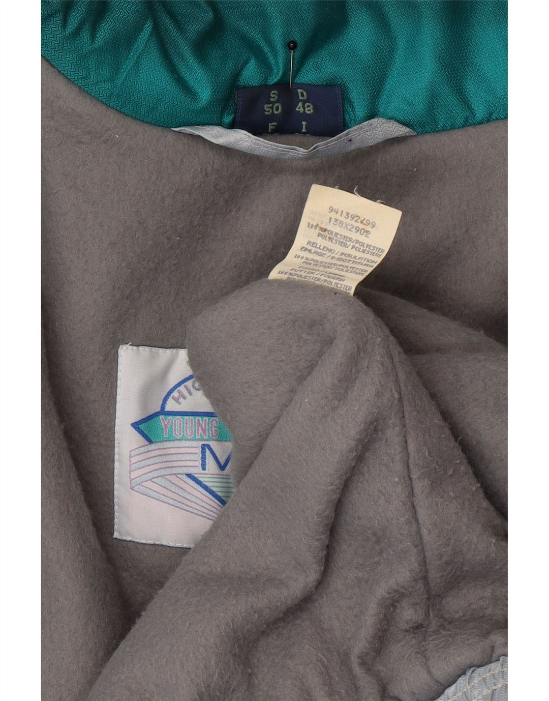 Giacca da sci grafica da uomo vintage EU 48 Poliammide color block verde medio
