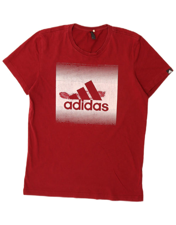 T-shirt grafica da uomo Adidas Top in cotone rosso medio