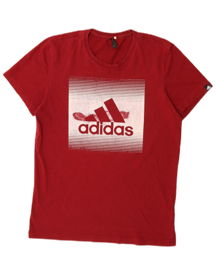 T-shirt grafica da uomo Adidas Top in cotone rosso medio