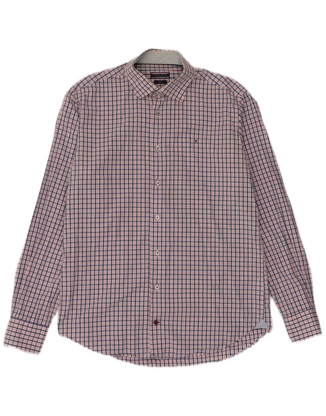 Camicia da uomo Tommy Hilfiger a quadri rosa medio