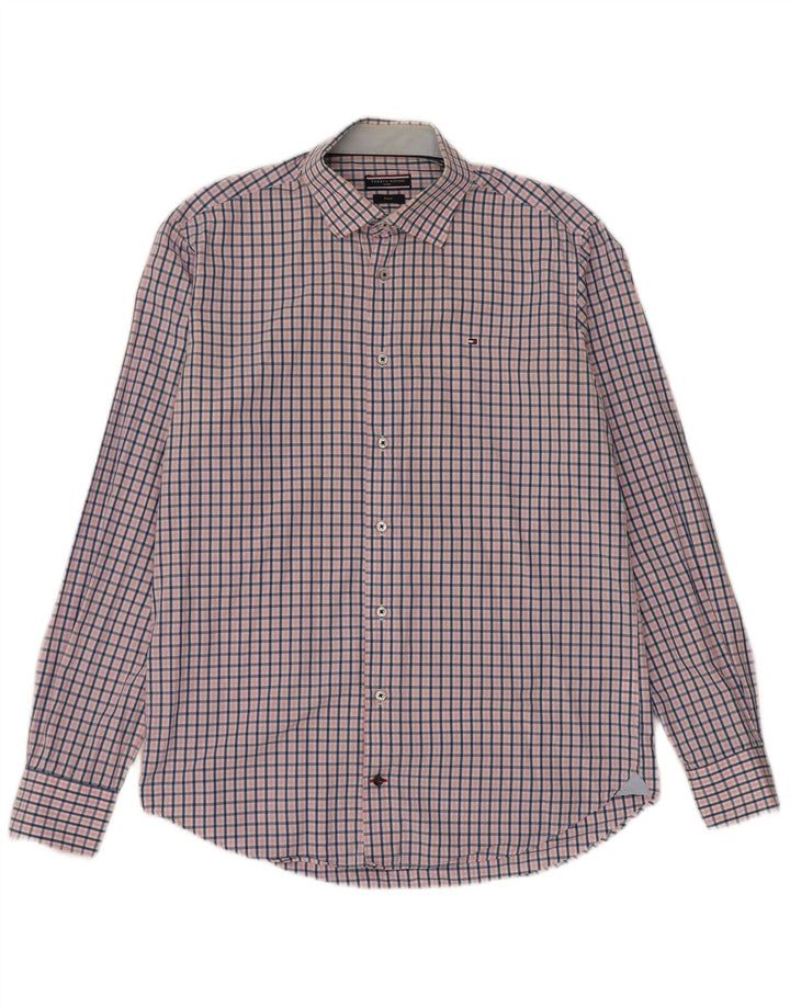Camicia da uomo Tommy Hilfiger a quadri rosa medio