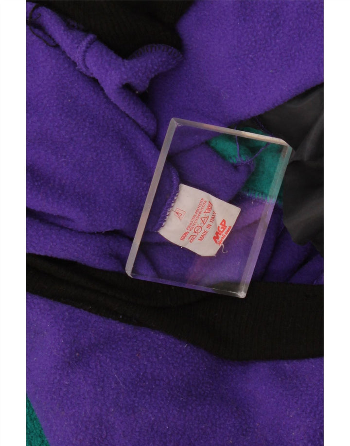 Maglione in pile oversize da donna VINTAGE UK 10 Small Purple Colourblock