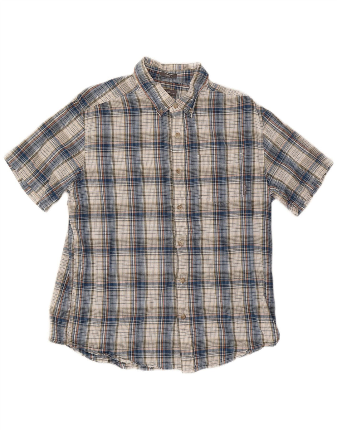 EDDIE BAUER Camicia da uomo a maniche corte vestibilità classica in cotone a quadri blu grande