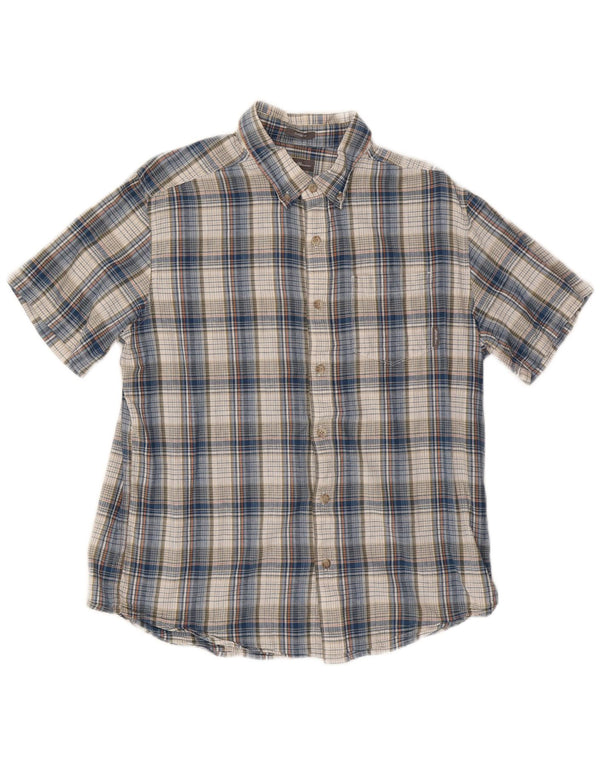 EDDIE BAUER Camicia da uomo a maniche corte vestibilità classica in cotone a quadri blu grande
