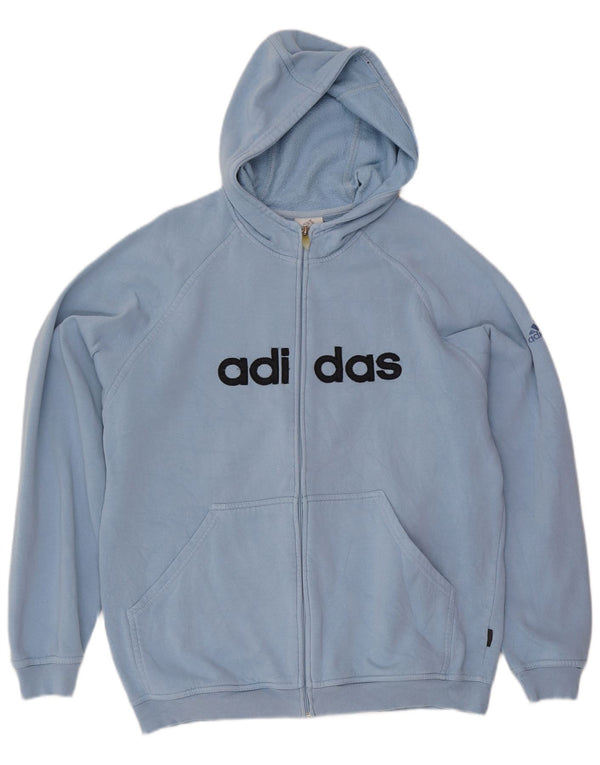 Felpa con cappuccio e zip grafica da uomo Adidas UK 42/44 grande blu