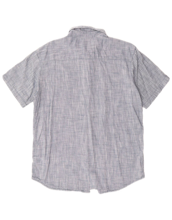 Camicia Columbia da uomo a maniche corte, vestibilità regolare, grande, in cotone blu