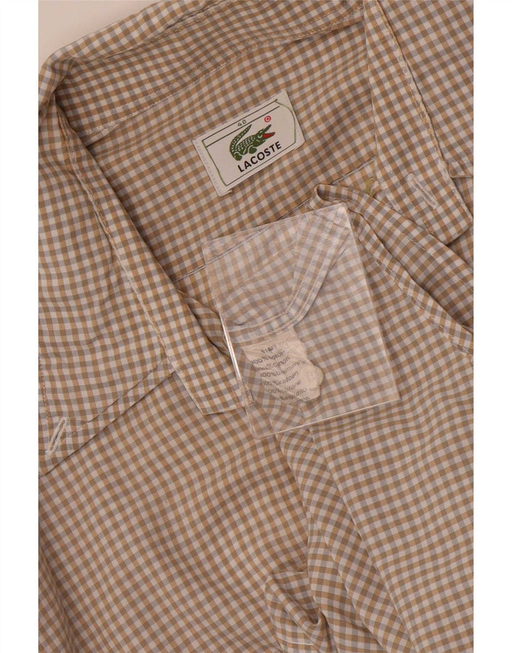 Camicia a maniche corte da uomo Lacoste taglia 40 cotone a quadri beige medio
