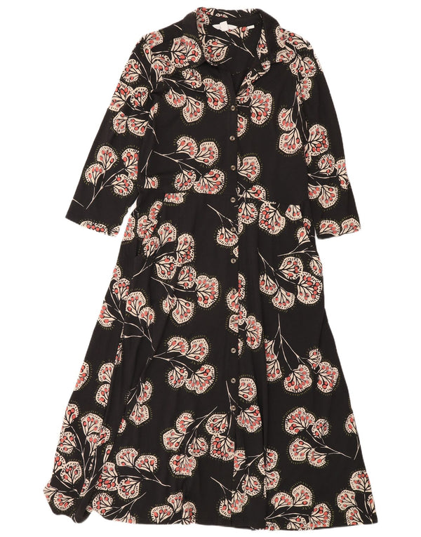 Abito maxi camicia da donna con maniche a 3/4 di White Stuff UK 12 Medio Nero floreale