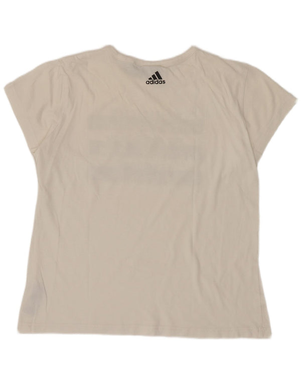T-shirt grafica da donna Adidas Top UK 12/14 cotone bianco medio