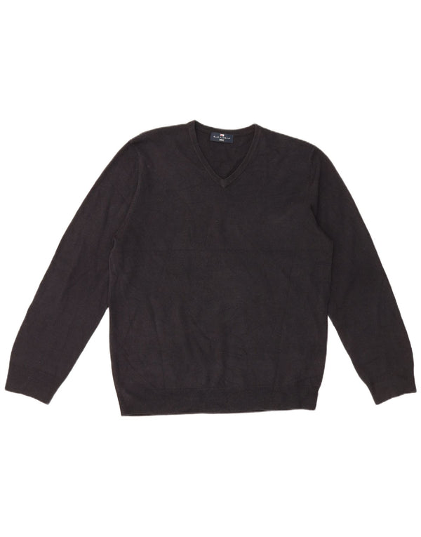 Maglione da uomo Marks & Spencer Blue Harbour con scollo a V grande acrilico nero
