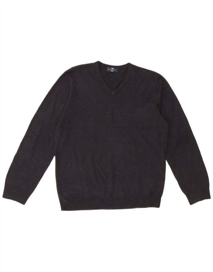 Maglione da uomo Marks & Spencer Blue Harbour con scollo a V grande acrilico nero