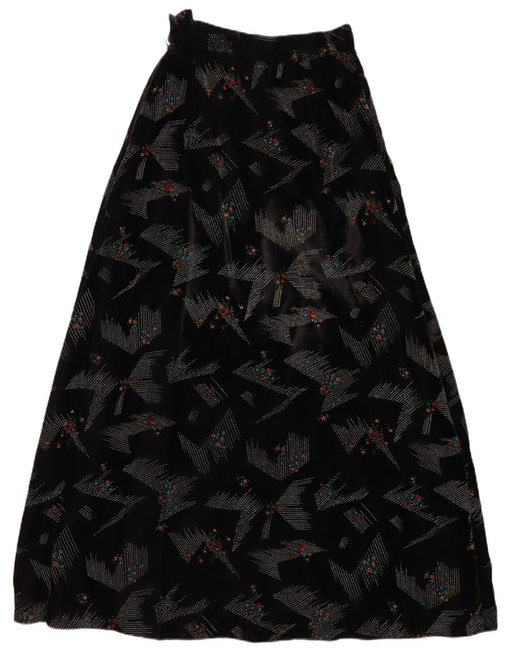 Gonna lunga da donna a vita alta VINTAGE W24 XS nera floreale