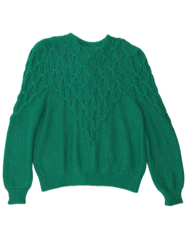 Maglione cardigan da donna vintage UK 16 grande verde