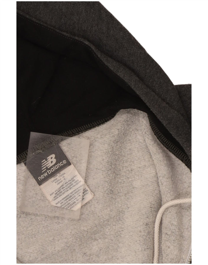 Maglione con cappuccio e zip da uomo New Balance piccolo in cotone grigio