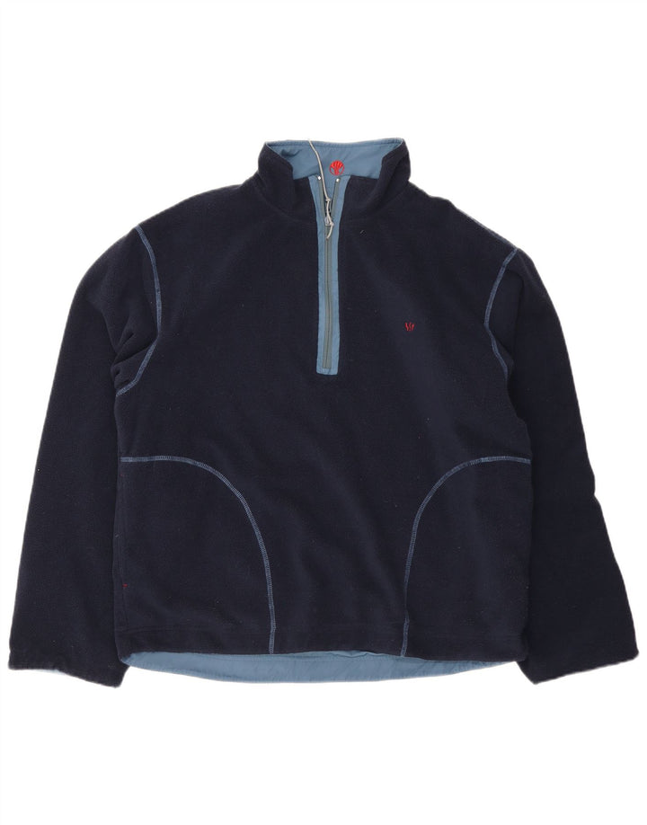 Maglione in pile reversibile da uomo con zip e collo Fat Face medio poliestere blu navy