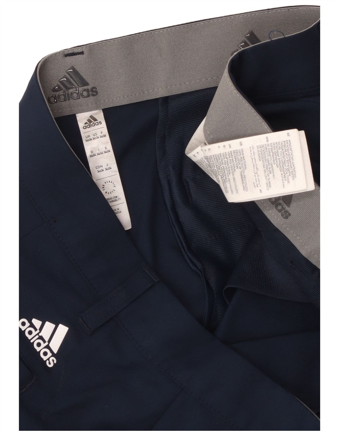 Pantaloni chino slim da uomo Adidas W34 L34 poliestere blu navy