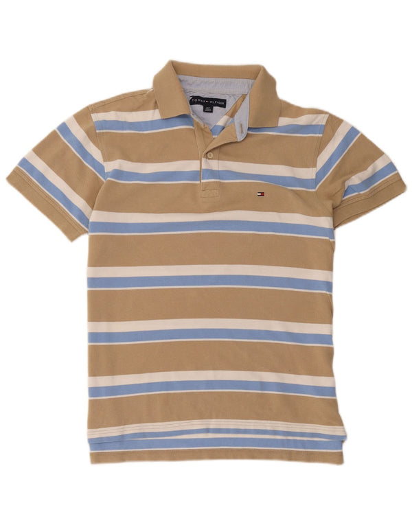 Polo da uomo Tommy Hilfiger piccola in cotone a righe beige