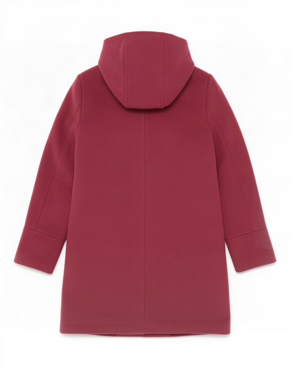 Marks & Spencer Womens Hooded Duffle Coat UK 10 Small Burgundy Polyester