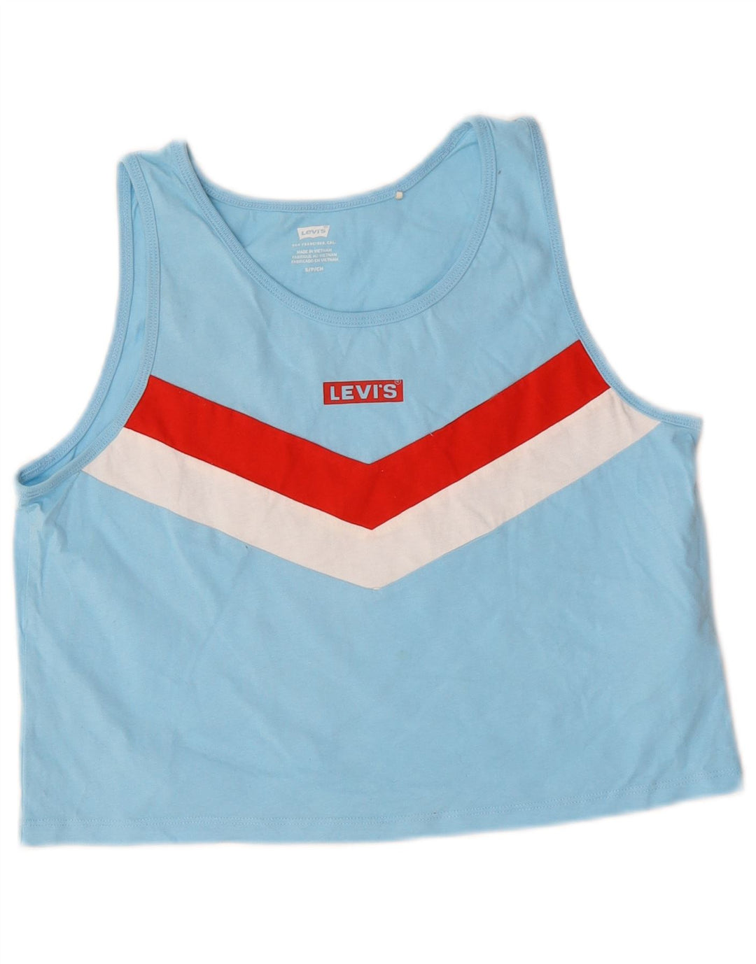 Levi's - Canottiera corta da donna, taglia UK 10, piccola, in cotone color block blu