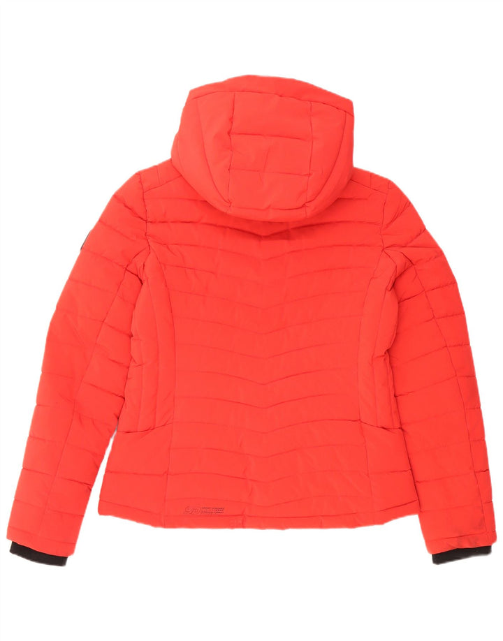 Giacca imbottita con cappuccio oversize da donna Superdry UK 10 piccola rossa in poliestere