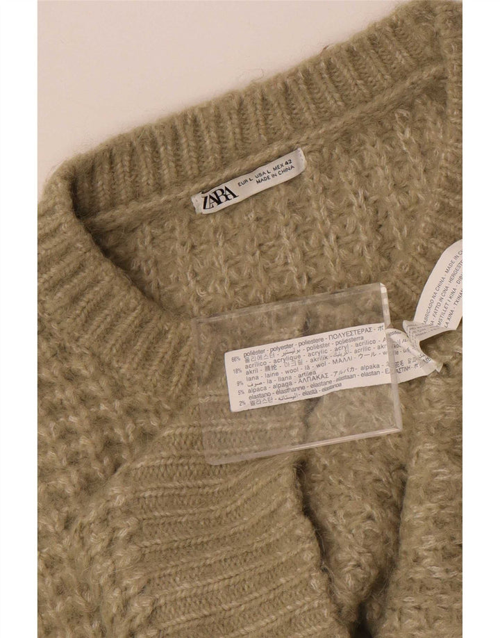 Maglione maglione girocollo da uomo Zara grande poliestere kaki