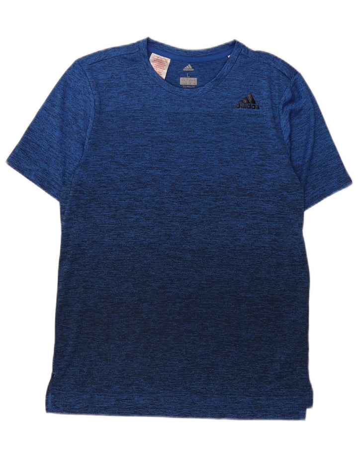 Maglietta Adidas Climalite da ragazzo, 13-14 anni, grande, in poliestere chiazzato blu