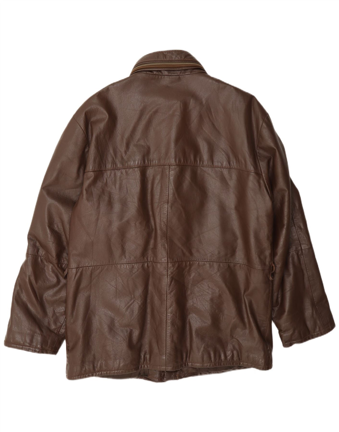 Giacca in pelle con cappuccio da uomo vintage UK 38 Marrone medio