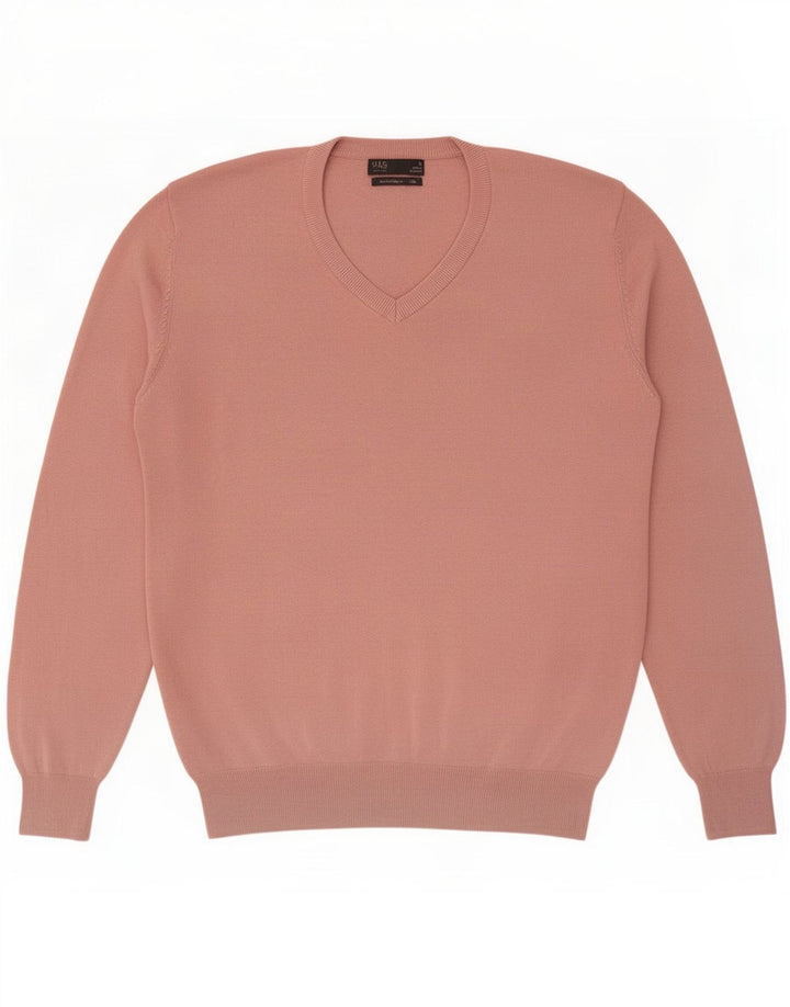 Maglione da uomo con scollo a V Marks & Spencer grande in cotone rosa