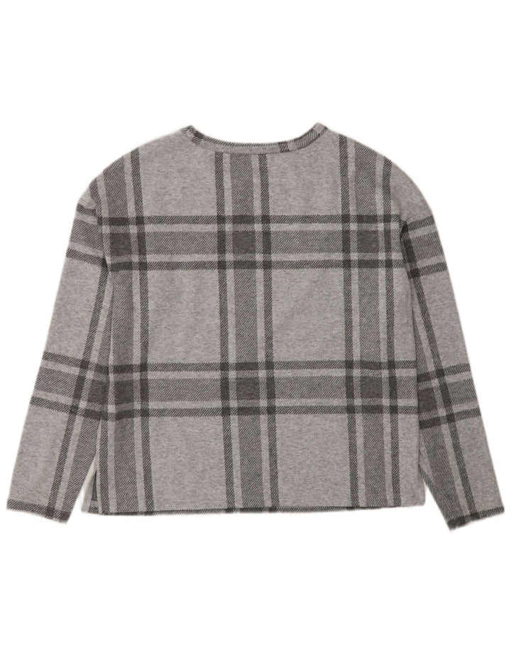 Marks & Spencer Top oversize da donna a maniche lunghe UK 10 piccolo scozzese grigio