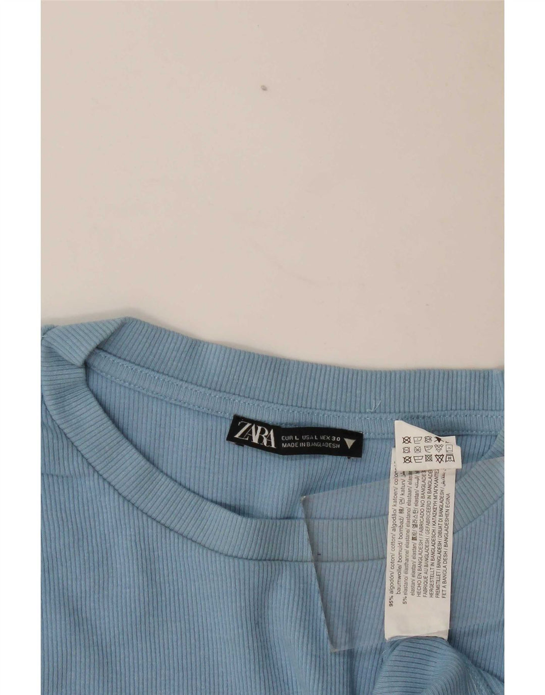 Top corto da donna Zara in camicetta UK 14 grande cotone blu