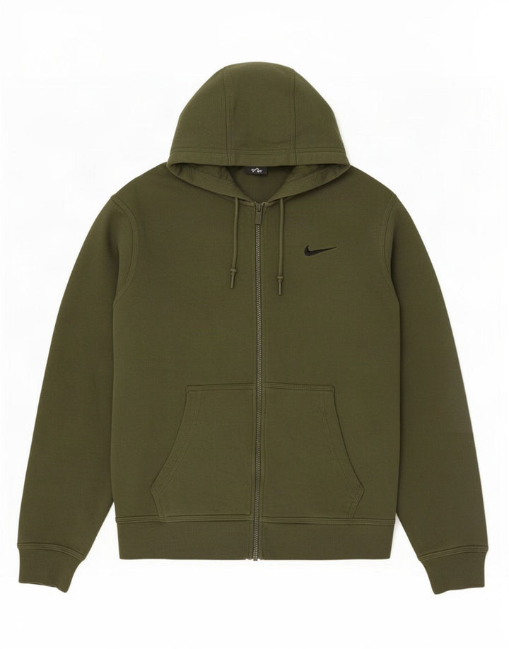 Felpa con cappuccio e zip Nike da uomo in cotone kaki medio