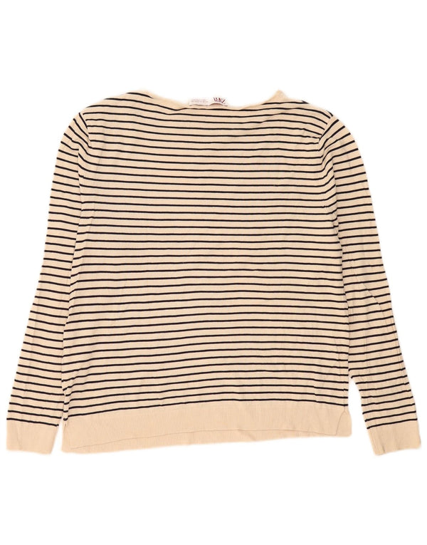 Top Zara da donna a maniche lunghe UK 14 Viscosa a righe beige medio