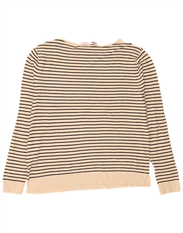 Top Zara da donna a maniche lunghe UK 14 Viscosa a righe beige medio