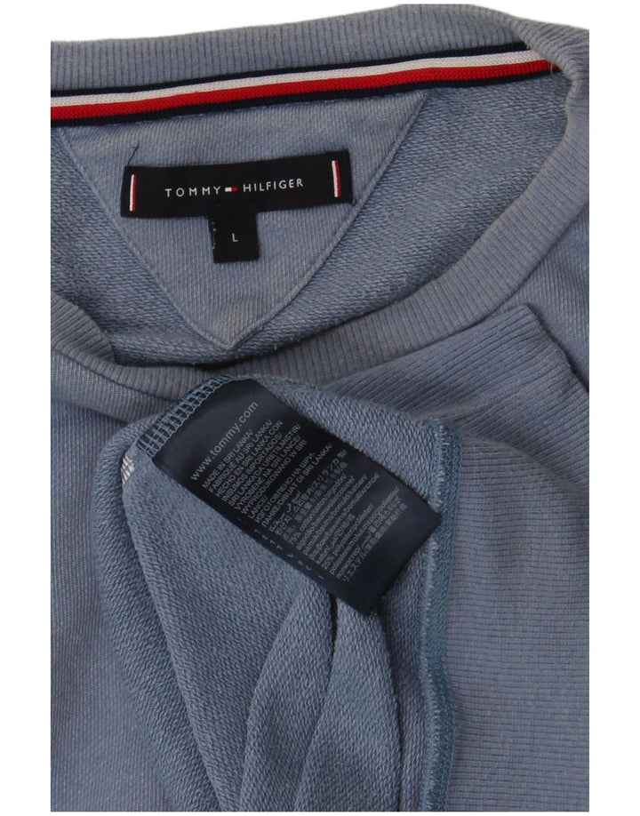 Tommy Hilfiger Uomo Felpa grafica Maglione Grande Blu Colourblock in cotone