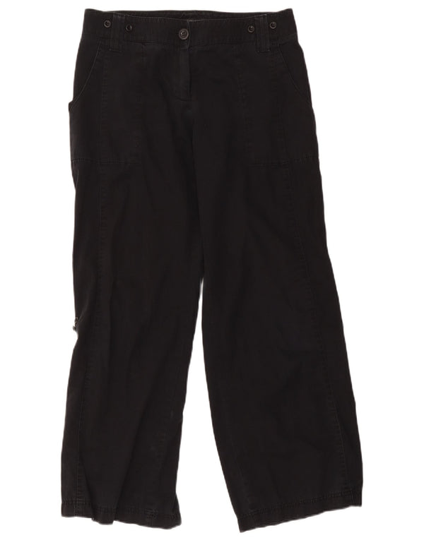 Pantaloni casual a vita alta da donna Marks & Spencer UK 10 piccoli W32 L27 neri