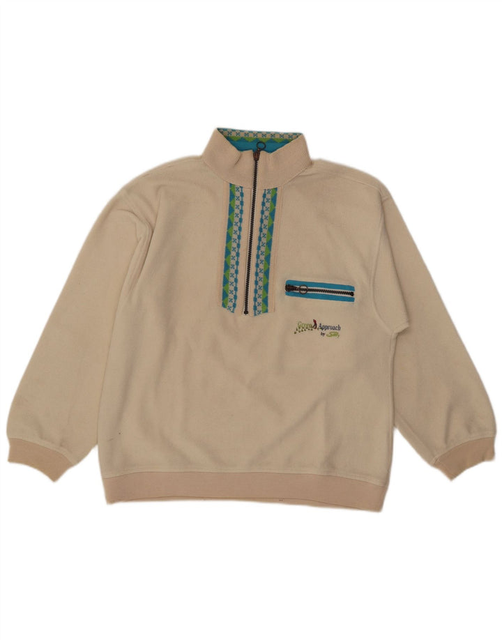 Maglione in pile da uomo Silvy Polartec con zip e collo in poliestere Fair Isle beige medio