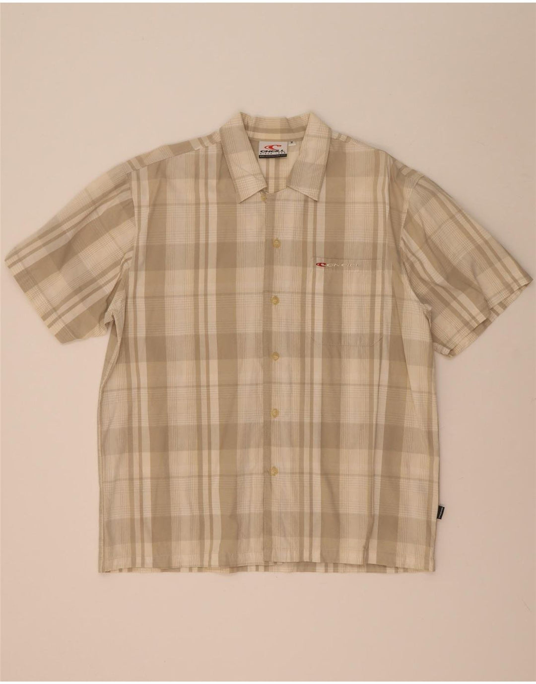 Camicia a maniche corte da uomo O'Neill in cotone a quadri beige medio