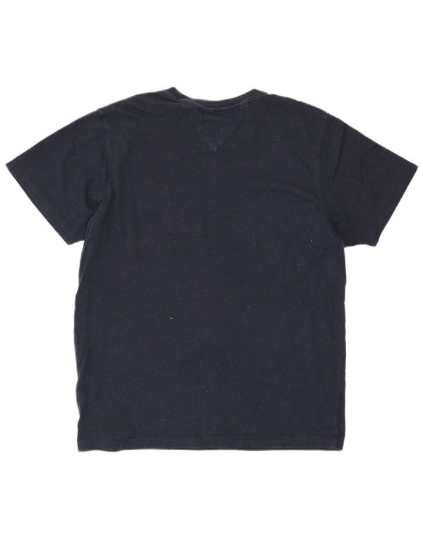 TOMMY HILFIGER T-shirt grafica da donna Top UK 14 cotone blu navy medio