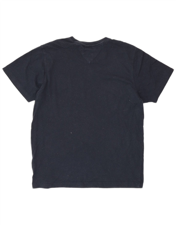 TOMMY HILFIGER T-shirt grafica da donna Top UK 14 cotone blu navy medio