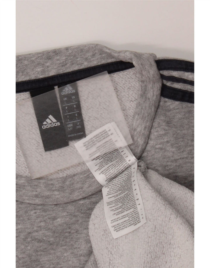 Felpa Adidas da uomo maglione grande in cotone chiazzato grigio