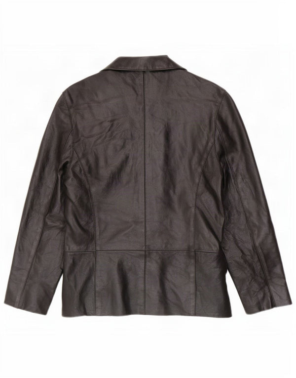 Giacca in pelle vintage da donna UK 10 piccola nera