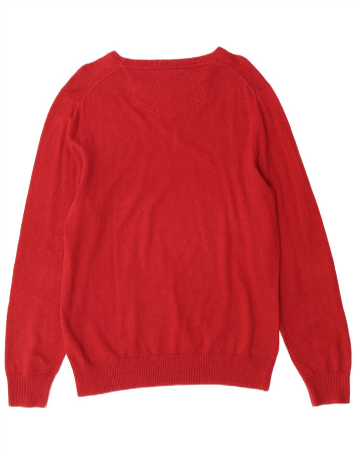 FAT FACE Maglione da uomo con scollo a barca grande in cotone rosso