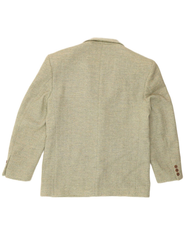 Enrico Finzi Giacca Blazer da Uomo a 2 Bottoni IT 50 Large Verde a Spina di Pesce