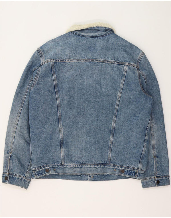 LEVI'S Giacca in denim Sherpa da uomo UK 42 XL Cotone blu