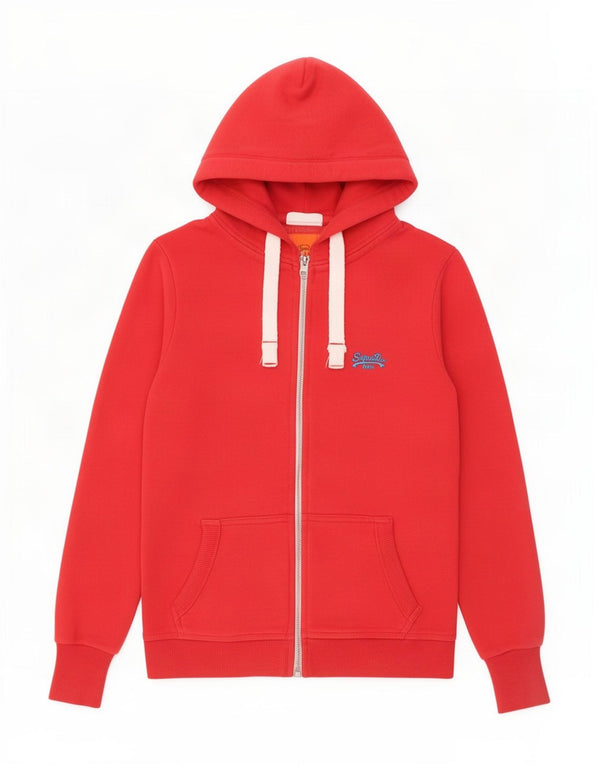 Maglione con cappuccio e zip da donna Superdry UK 14 rosso medio in cotone