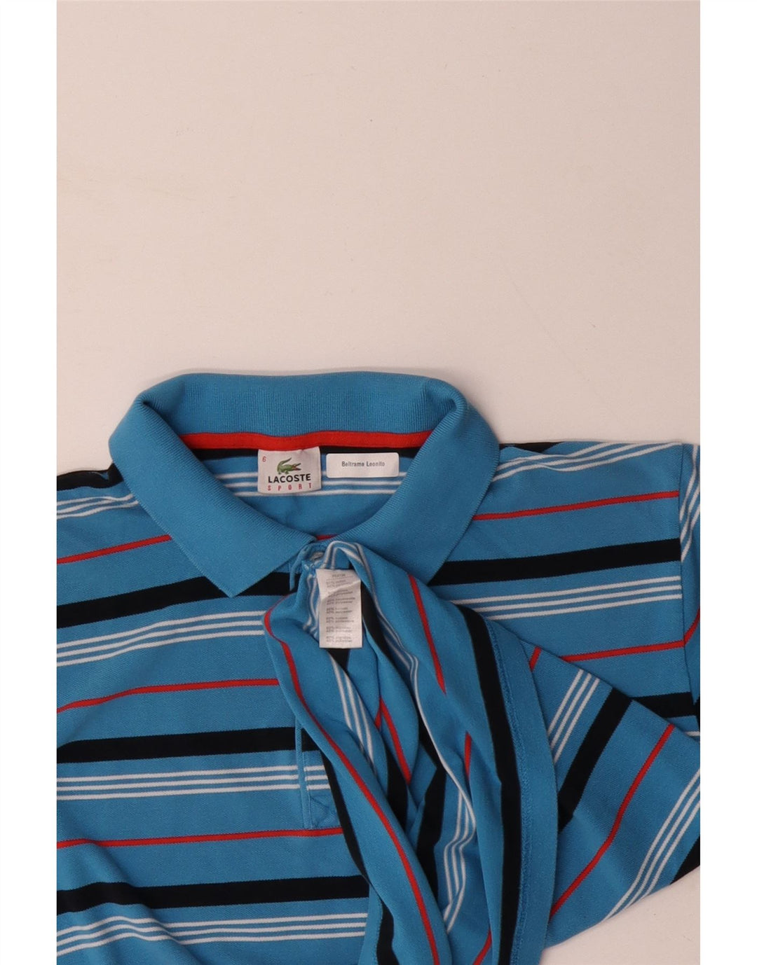 Polo da uomo LACOSTE taglia 6 XL in cotone a righe blu