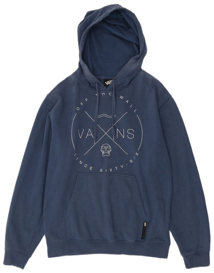 Felpa con cappuccio grafica da uomo Vans in cotone blu medio