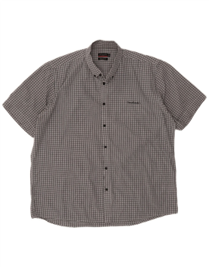 Camicia da uomo a maniche corte Regular Fit Pierre Cardin 3XL Poliestere a quadri grigio