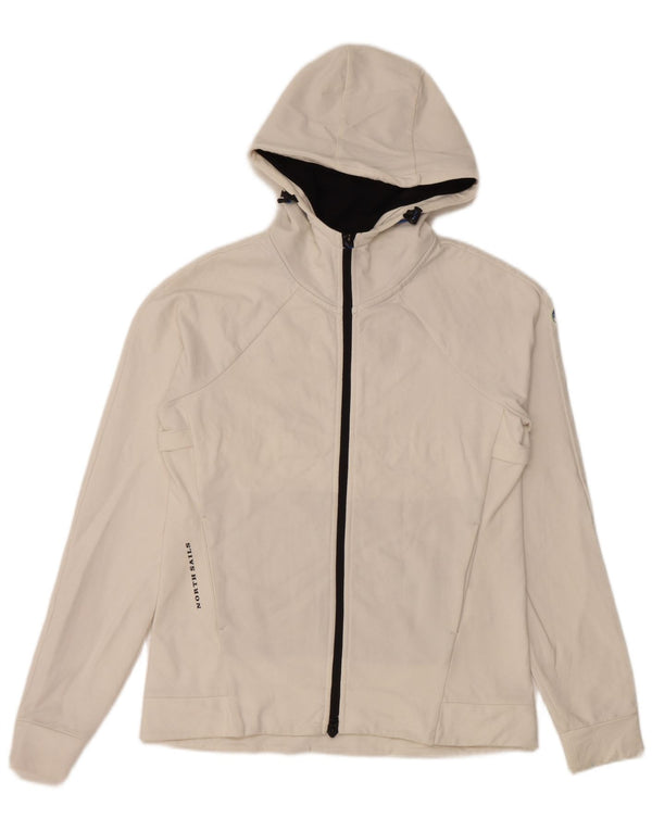 Felpa con cappuccio e zip da uomo NORTH SAILS 2XS cotone bianco